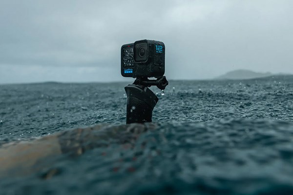 gopro cam poking out of the sea